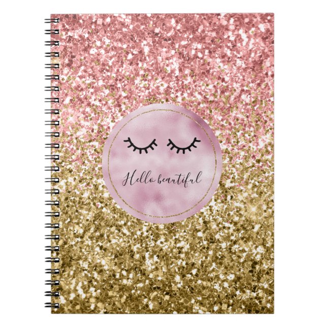 Carnet Glam Pink Gold Parties scintillant Black Eyelashes (Devant)