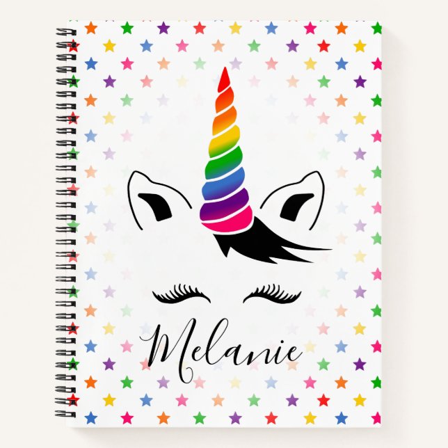 Carnet Glam Rainbow Unicorn (Devant)
