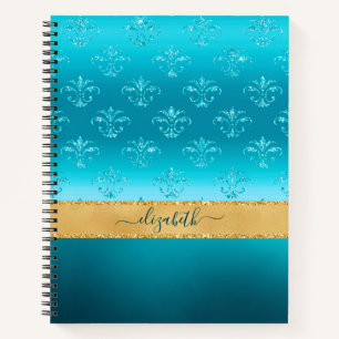 Carnet Glam Turquoise Gold Parties scintillant Élégant Pe