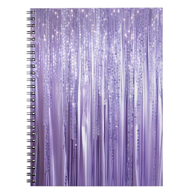 Carnet Glamour Fille Lavande Paillettes Rayures (Devant)