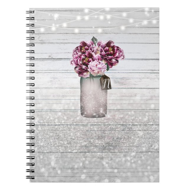 Carnet Glamour rustique Bois & Fleurs de pot Mason Bourgo (Devant)