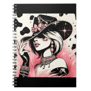 Carnet Glamour rustique cowgirl rose pailleté imprimé cui