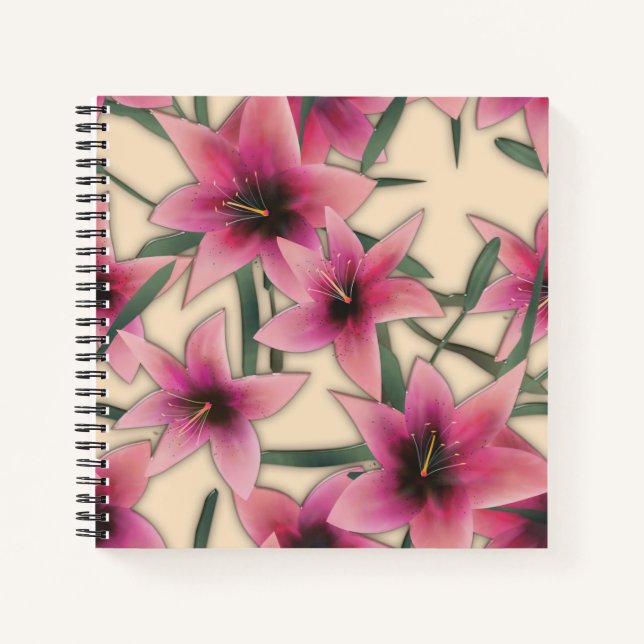 Carnet Glass tile 3D liquide lily flowers bloom (Devant)