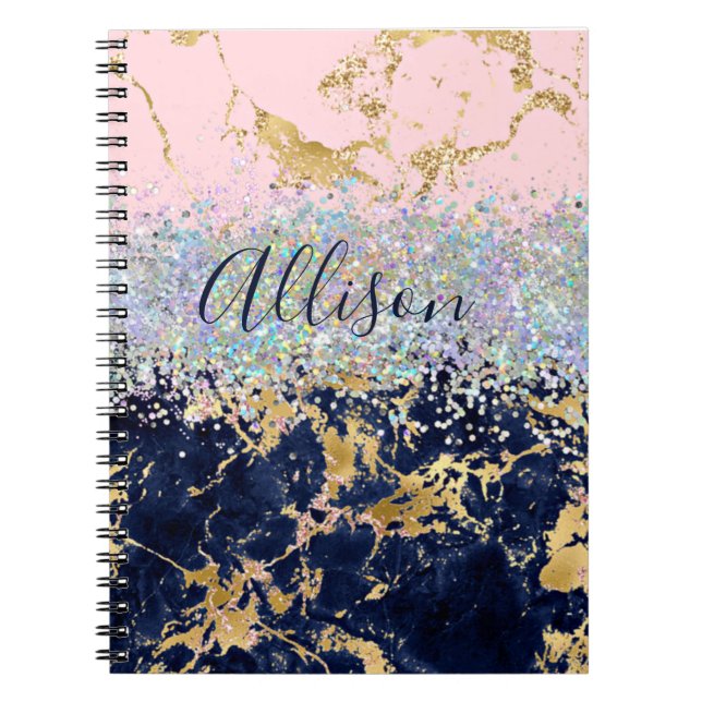 Carnet Glitter and marble personalized (Devant)