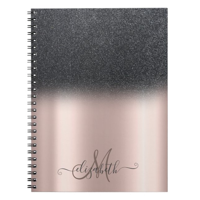 Carnet Glitter ombre noir Cool Monogram or rose (Devant)