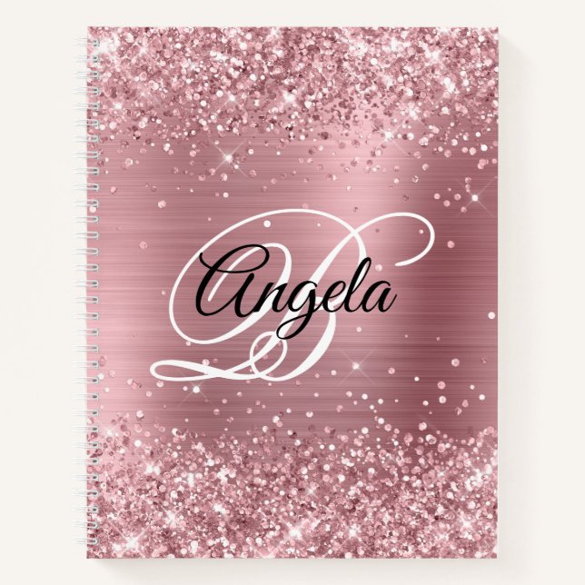 Carnet Glitter Pink Foil Fancy Monogramme (Devant)