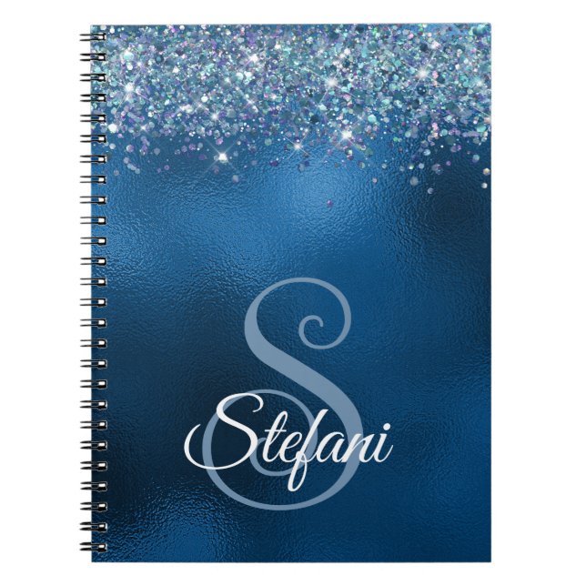 Carnet Glitter Royal Blue Foil Nom individuel (Devant)