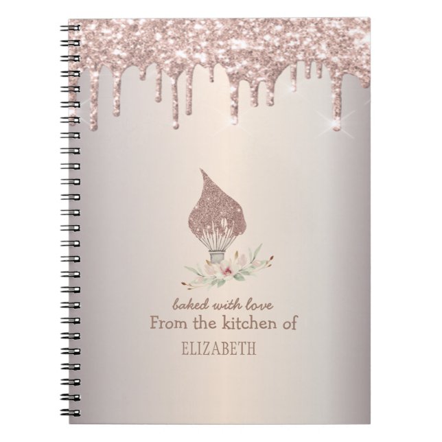 Carnet Glitter Whisk Rose Gold Glitter Drips Bakery    (Devant)
