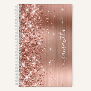 Carnet Glitterie Rose Gold Foil Moderne Fille Signature