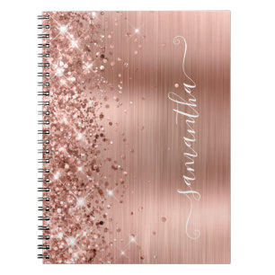 Carnet Glitterie Rose Gold Foil Moderne Fille Signature