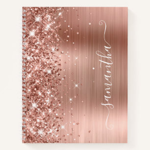 Carnet Glitterie Rose Gold Foil Moderne Fille Signature