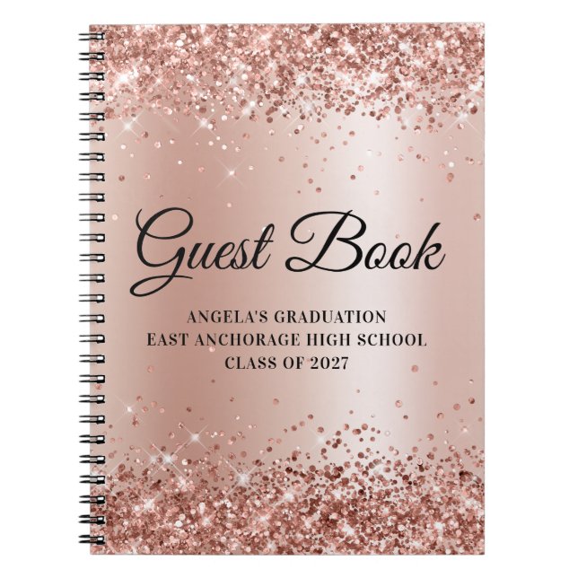 Carnet Glitterie Rose Gold Glam Gradient Graduent Invité (Devant)