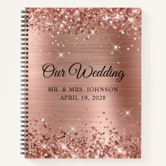 Carnet Glitterie Rose or huile Notre Mariage invité