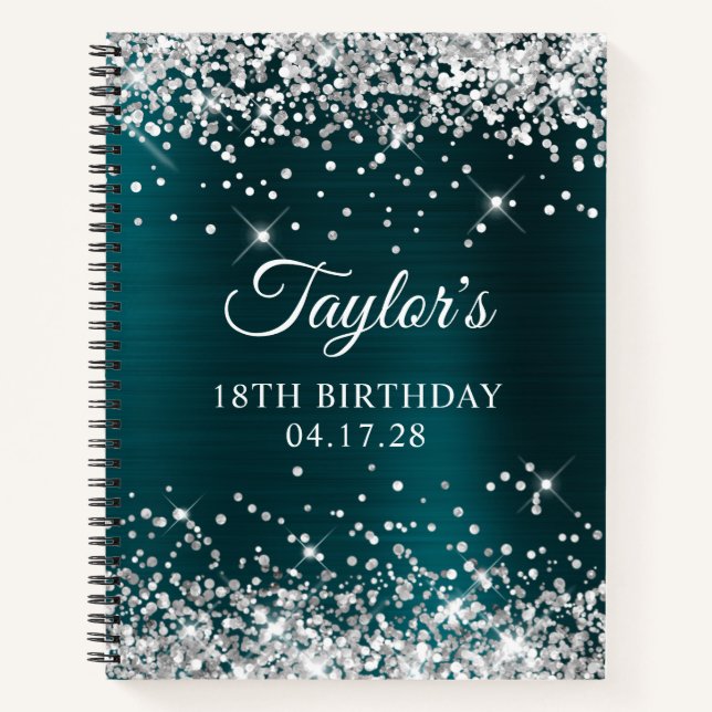 Carnet Glitterie Silver Dark Turquoise Foil 18e anniversa (Devant)