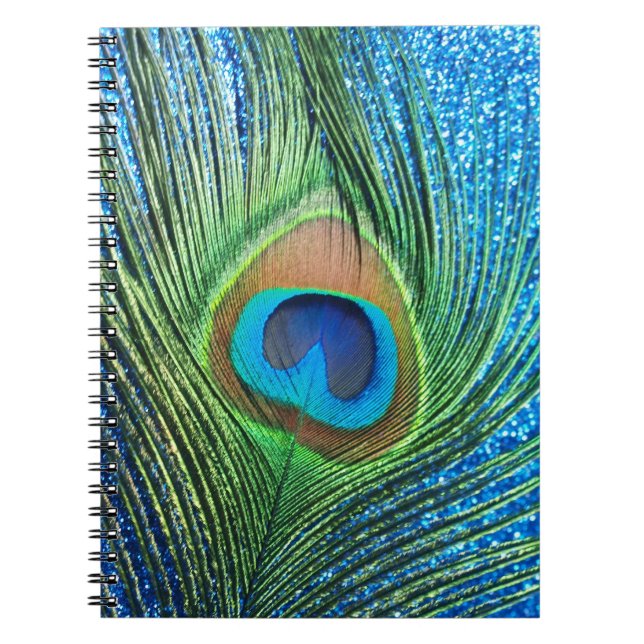 Carnet Glittery Blue Peacock Feature Encore Vie (Devant)
