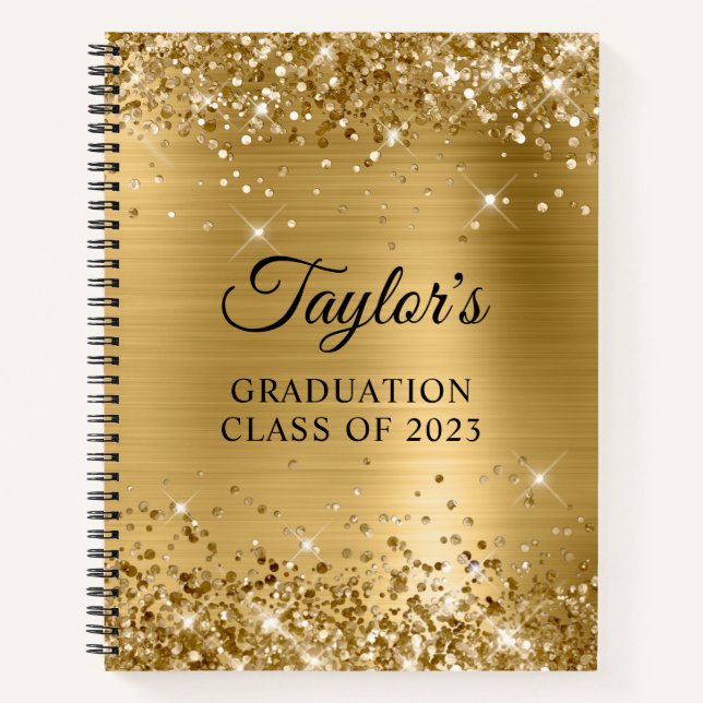 Carnet Glittery Gold Foil Graduation Invité (Devant)