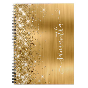Carnet Glittery Gold Foil Modern Girl Signature