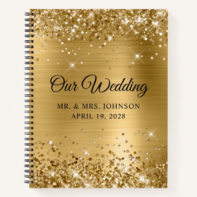 Carnet Glittery Gold Foil Notre invité Mariage (Devant)