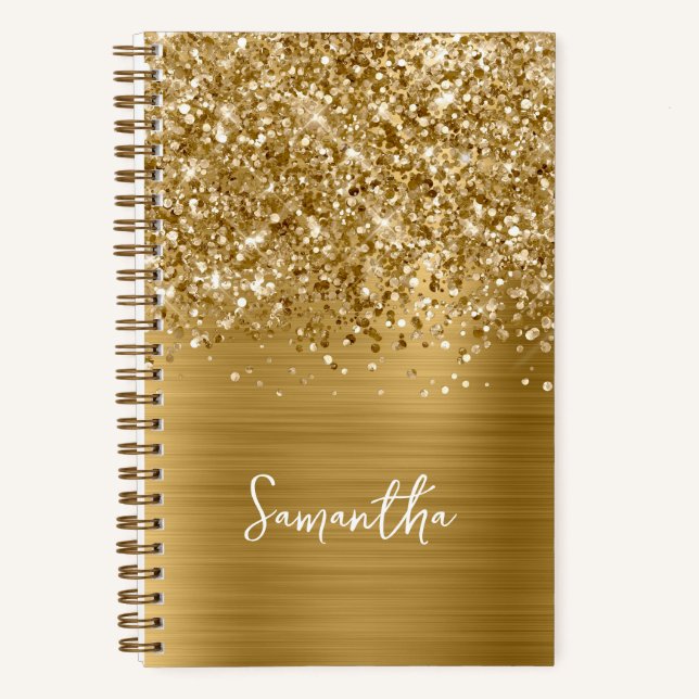 Carnet Glittery Gold Glam Nom du script (Recto)