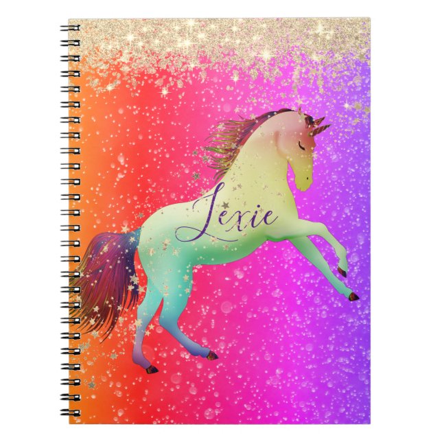 Carnet Glittery Rainbow Unicorn (Devant)