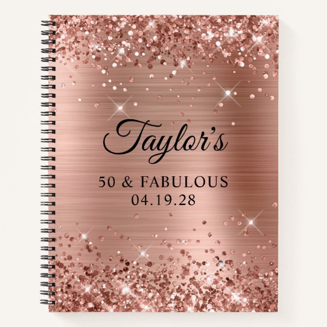 Carnet Glittery Rose Gold Foil 50 & Fabulous (Devant)