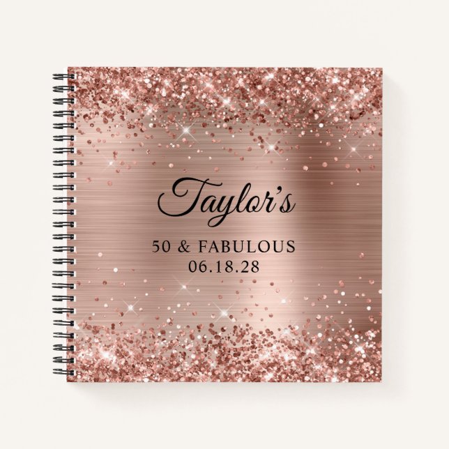 Carnet Glittery Rose Gold Foil 50 & Fabulous Guest (Devant)