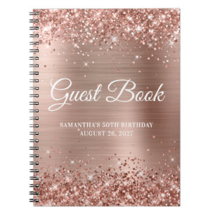 Carnet Glittery Rose Gold Foil 50th Birthday Guestbook