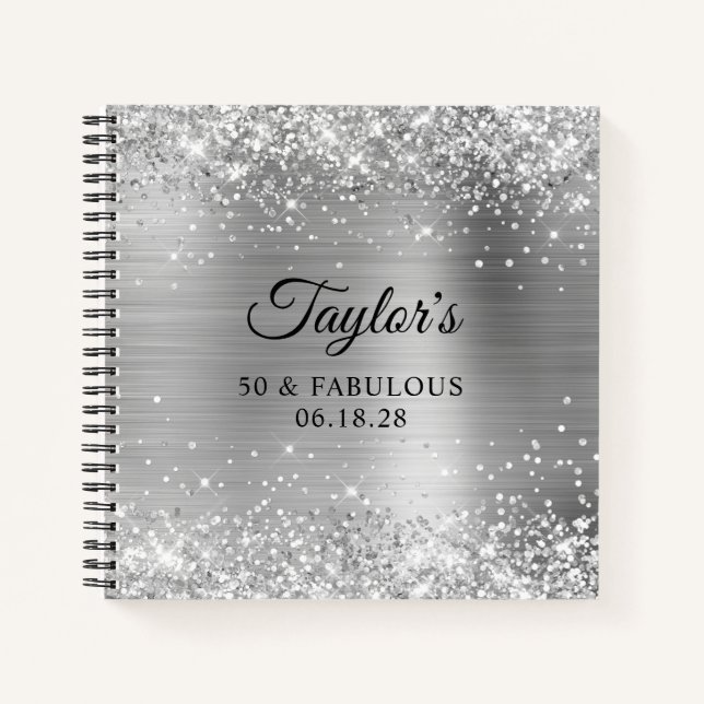 Carnet Glittery Silver Foil 50 & Fabuleux invité (Devant)