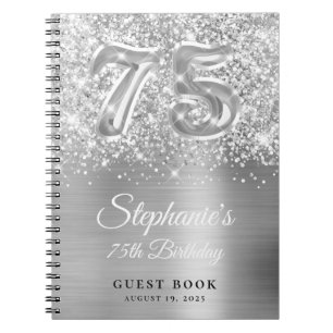 Carnet Glittery Silver Glam 75th Birthday Guestbook