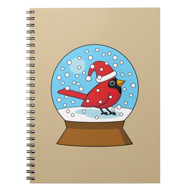 Carnet Globe des neiges avec cardinal rouge mignon (Devant)