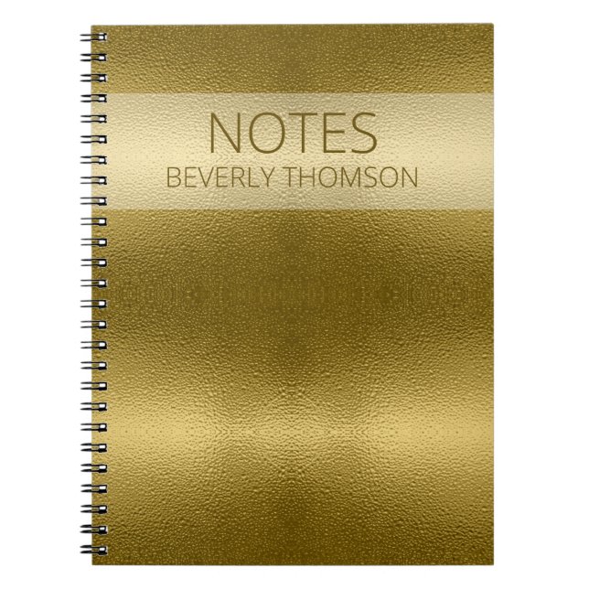 Carnet Glossy Gold Metal Texture Nom Customisé (Devant)