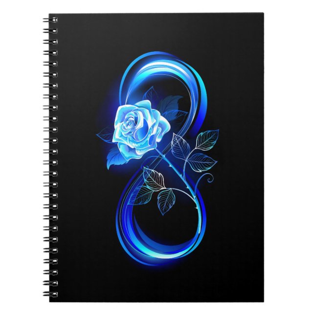 Carnet Glowing infinity with blue rose (Devant)
