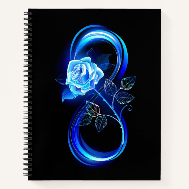 Carnet Glowing infinity with blue rose (Devant)
