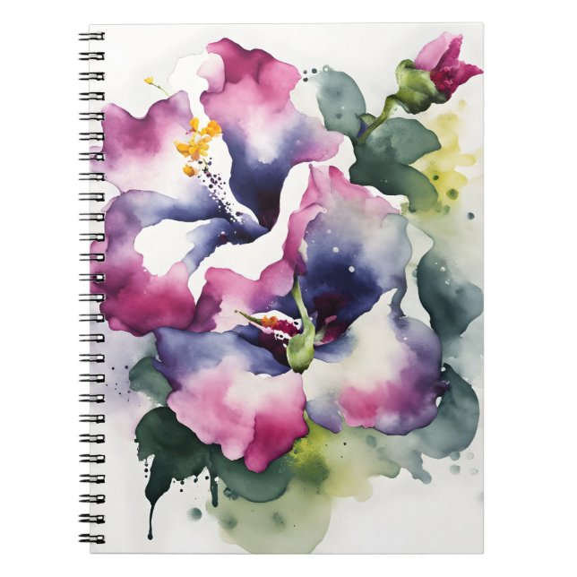 Carnet Gloxinia - Fleurs aquarelles (Devant)