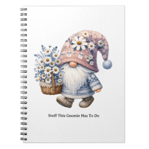 Carnet Gnome de fleur de marguerite mignon personnalisé p