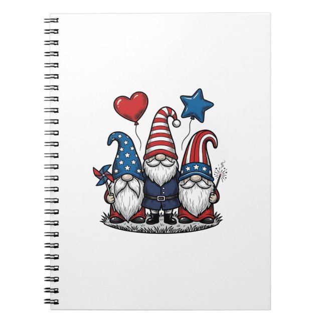 Carnet Gnome Patriotique Gravure Vintage Design Vectoriel (Devant)