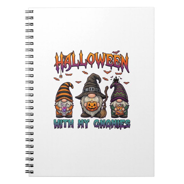 Carnet Gnomes d'Halloween Trois Gnomes Chapeau de Sorcièr (Devant)