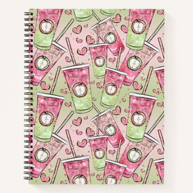 Carnet GOBELETS ROUGE ET VERT AQUARELLE AVEC PAilles (Devant)