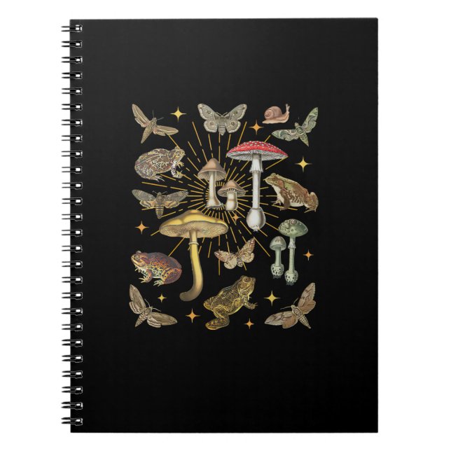 Carnet Goblincore Fougère Papillon Grenouille Champignon  (Devant)