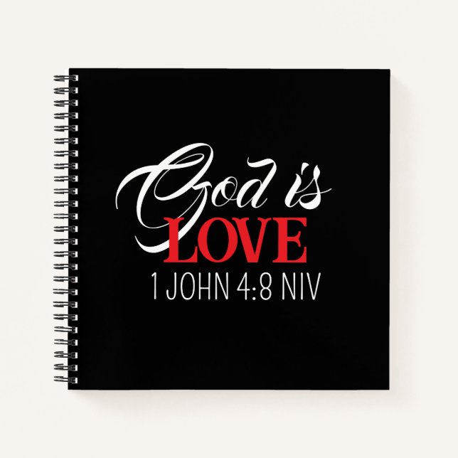 Carnet God is Love Black and Red Bible Verses Faith Name (Devant)
