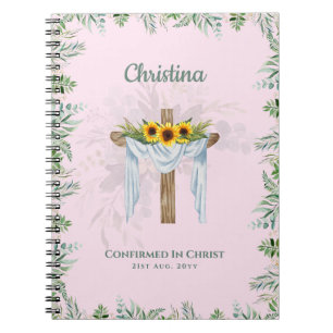 Carnet Goddaughter CONFIRMATION Pink Sunflowers Floral