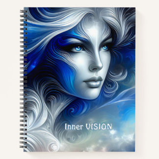 Carnet Goddess Celestial White Blue Head Février -