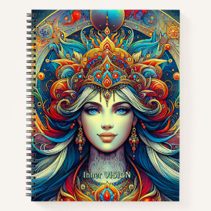 Carnet Goddess Head flow turquoise Cheveux Avril -
