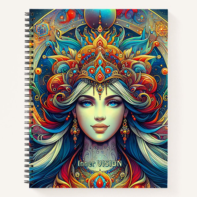 Carnet Goddess Head flow turquoise Cheveux Avril - (Devant)