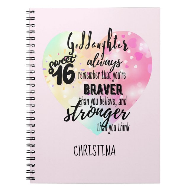 Carnet Godgirl Sweet16 Citer Braver cadeau plus fort (Devant)