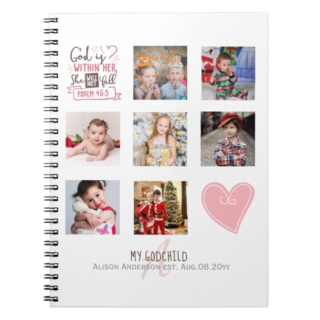Carnet GODMOTHER PHOTO COLLAGE Cadeau avec verset peut mo (Devant)