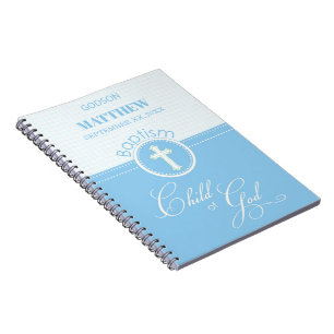 Carnet Godson Baptême Bleu Enfant de Dieu Personnalisé