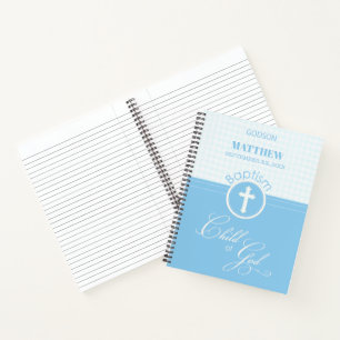 Carnet Godson Baptême Bleu Enfant de Dieu Personnalisé