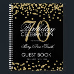 Carnet Gold 70th Birthday Guestbook Confetti Black<br><div class="desc">Un élégant 70e anniversaire modèle de livres d'hôtes avec Gold Parties scintillant Confetti sur le design noir et facile à customiser texte.</div>