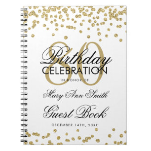 Carnet Gold 80th Birthday Guest Book Confetti